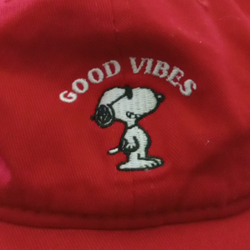 Red Peanuts Baseball Cap for Women Good Vibes